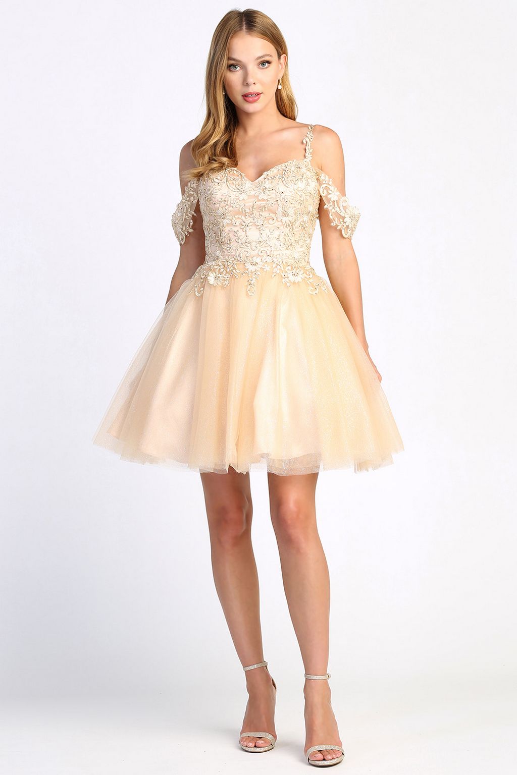 Adora 1006 Short A Line Homecoming Glitter Cocktail Dress