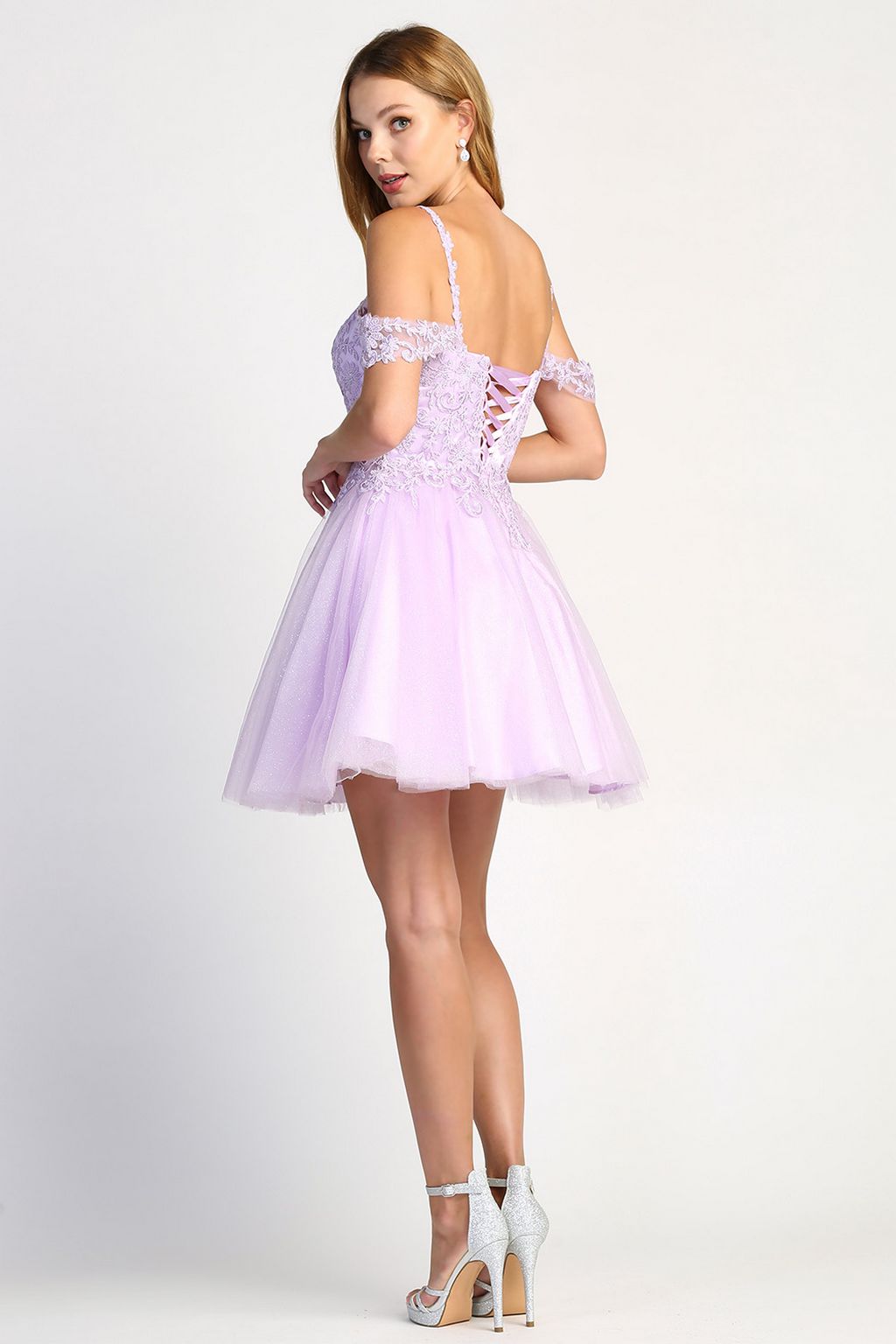 Adora 1006 Short A Line Homecoming Glitter Cocktail Dress