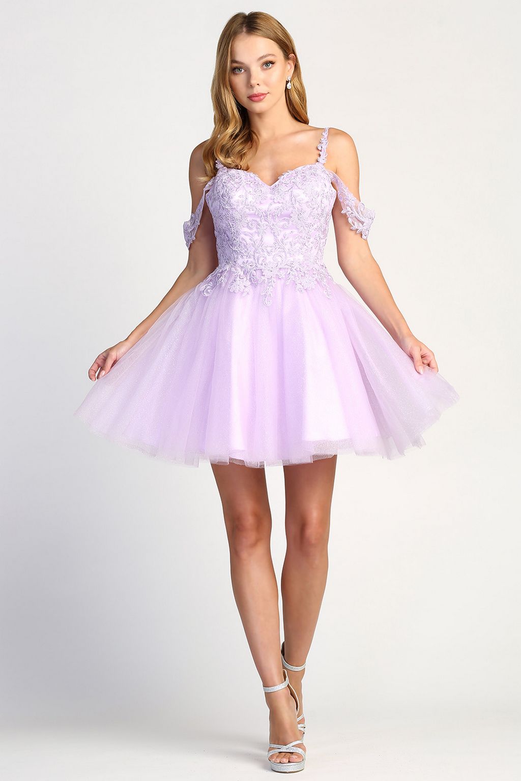 Adora 1006 Short A Line Homecoming Glitter Cocktail Dress