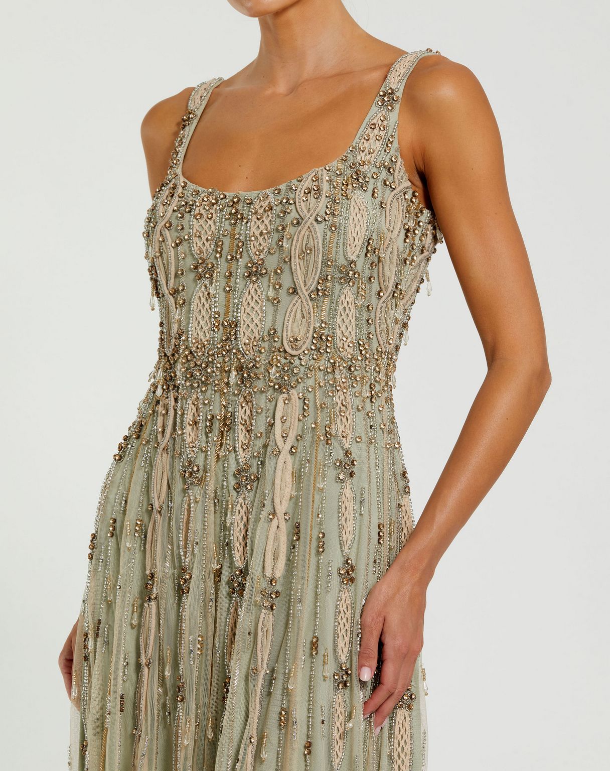 Mac Duggal 10078 Beaded Tea Length Cocktail Dress