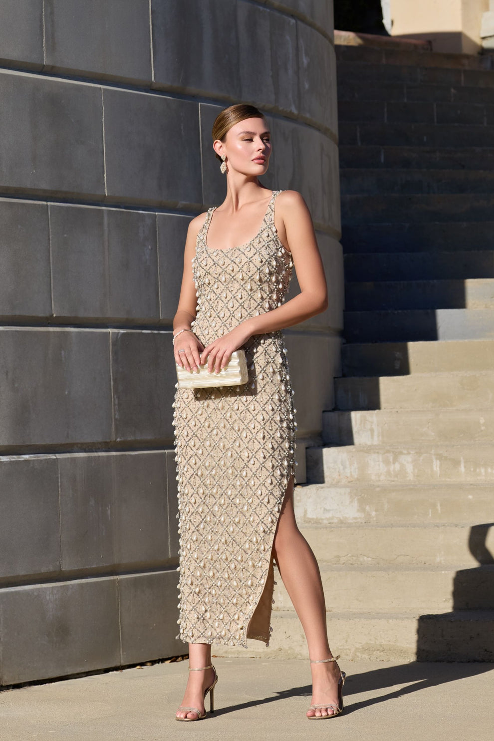 Scoop Midi Mesh Formal Sheath Column Gown Mac Duggal 10084