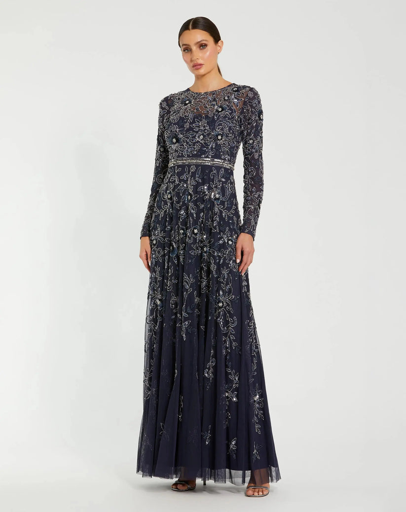 Mac Duggal 10093 Formal Long Mother of the Bride Floral A Line Dress