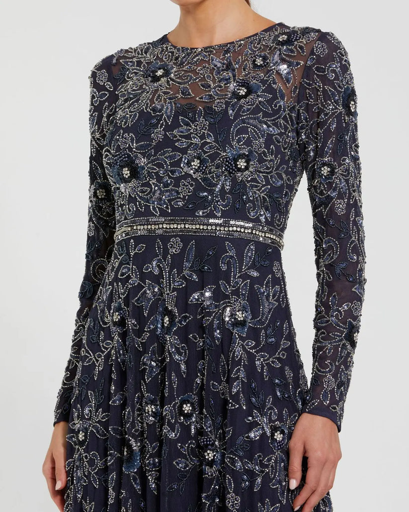 Mac Duggal 10093 Formal Long Mother of the Bride Floral A Line Dress