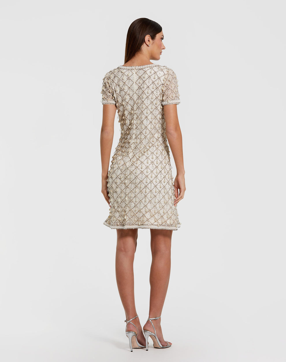 Cocktail Dresses Mini Beaded Short Cocktail Dress Mac Duggal 10097 Oyster