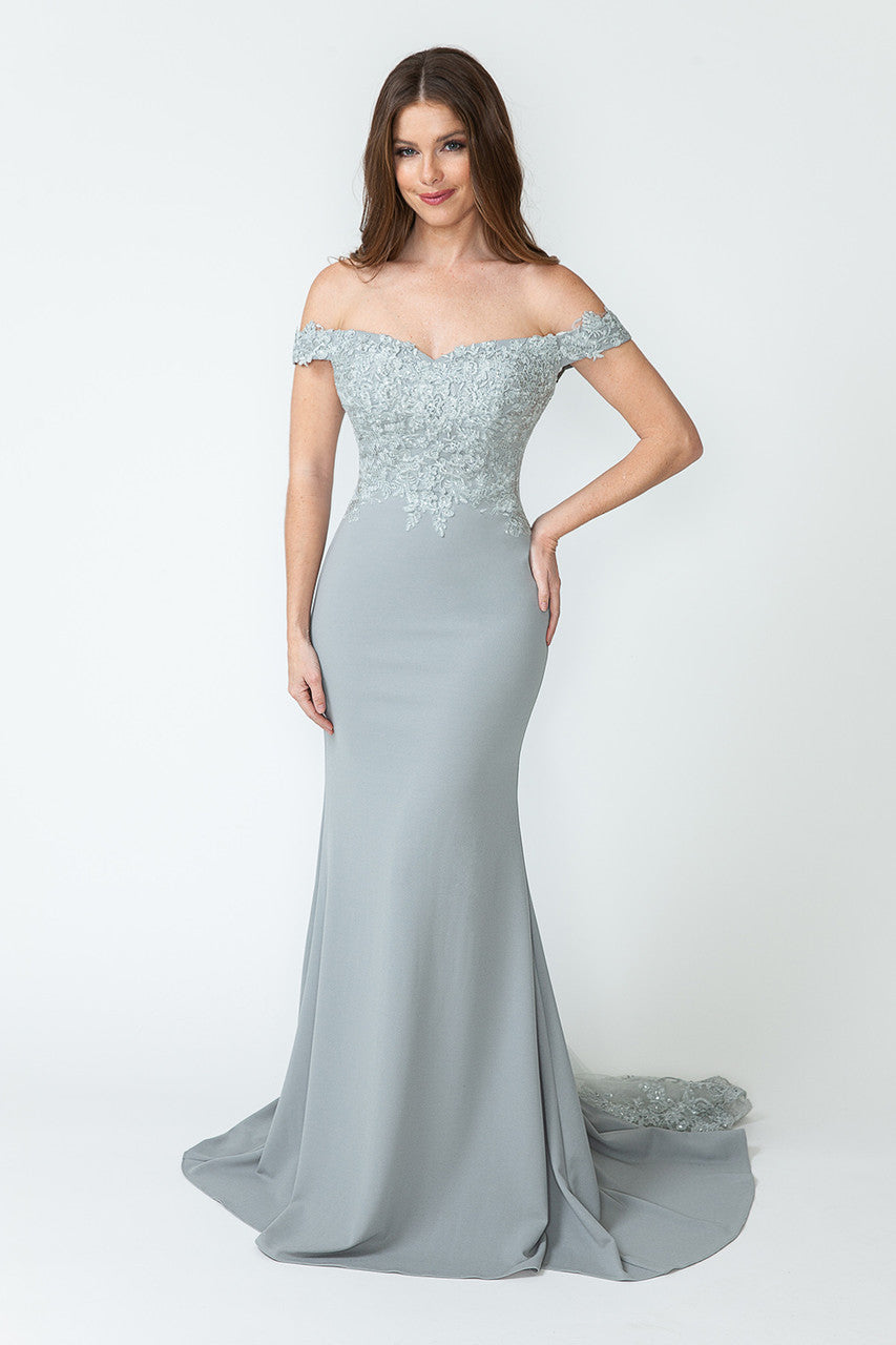Prom Dresses Long Formal Beaded Mermaid Prom Dress Lenovia 8134 Silver