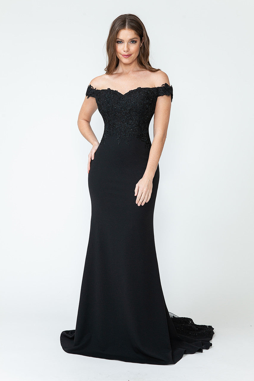 Prom Dresses Long Formal Beaded Mermaid Prom Dress Lenovia 8134 Black