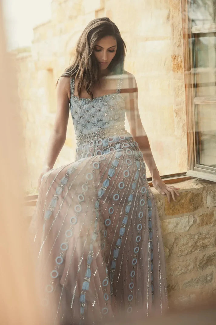 Square Neckline Floor-Length Tulle Formal A-Line Mac Duggal 9910106P