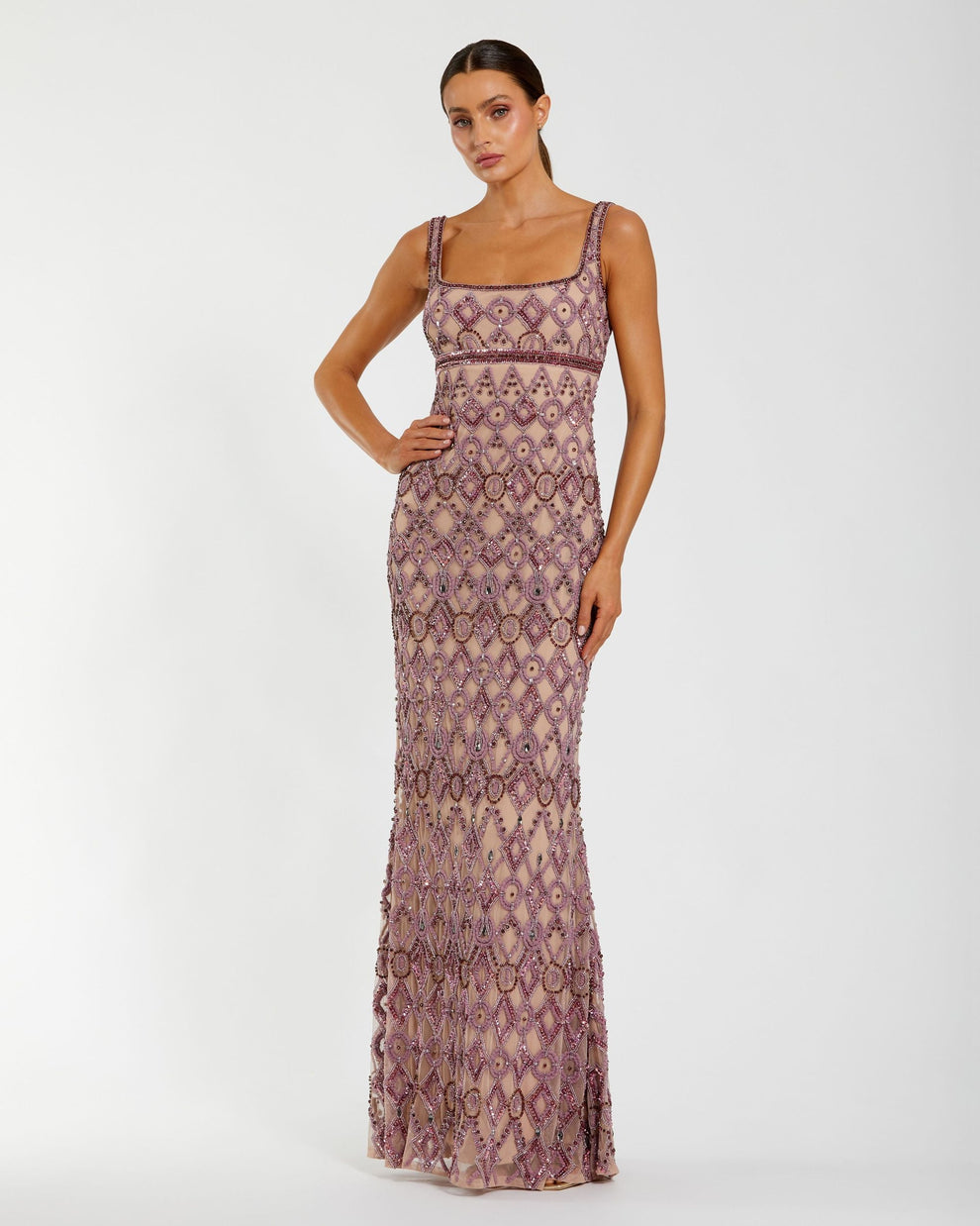 Square Floor-Length Sequin Formal Sheath Mac Duggal 10108