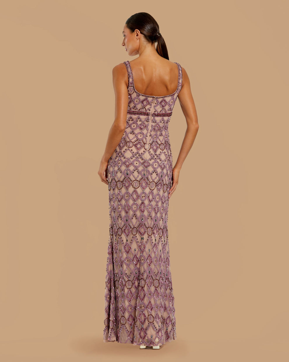 Square Floor-Length Sequin Formal Sheath Mac Duggal 10108