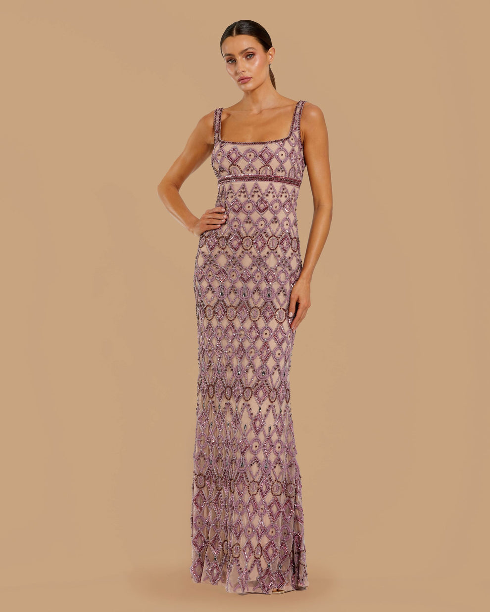 Square Floor-Length Sequin Formal Sheath Mac Duggal 10108