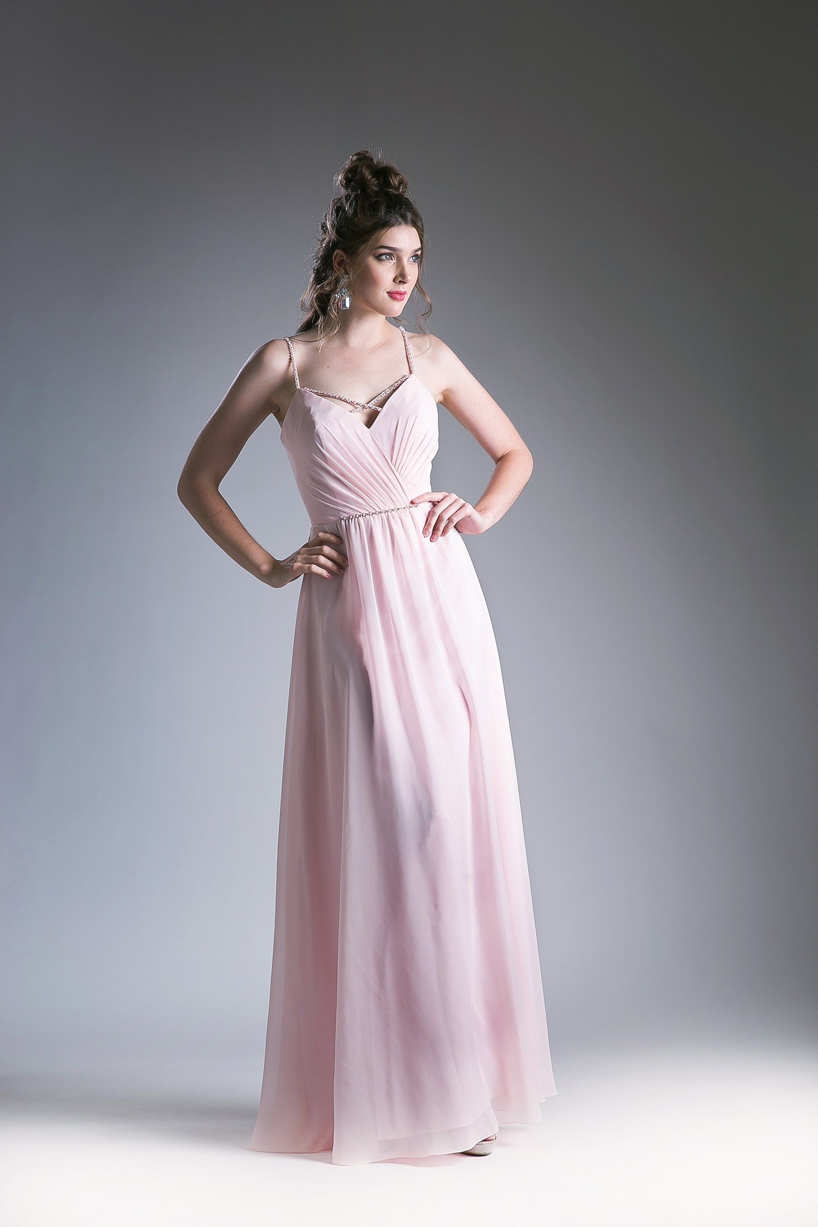 Prom Dresses Pleated A Line Long Formal Beaded Prom Dress Pink