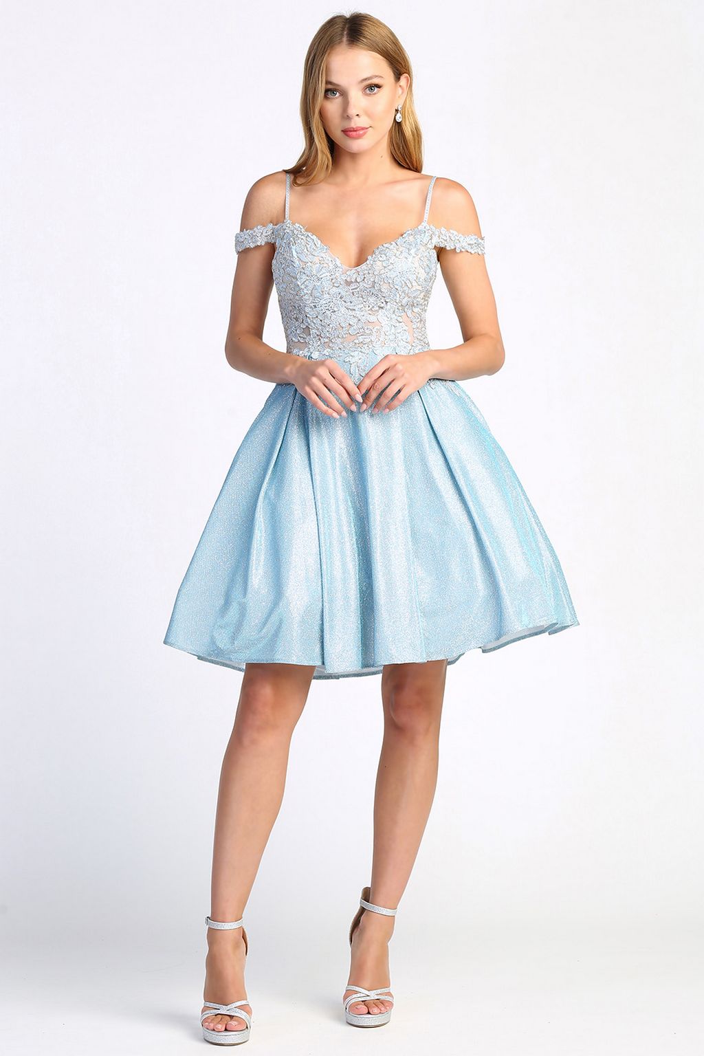 Adora 1010 Short Metallic Homecoming Glitter Cocktail Dress