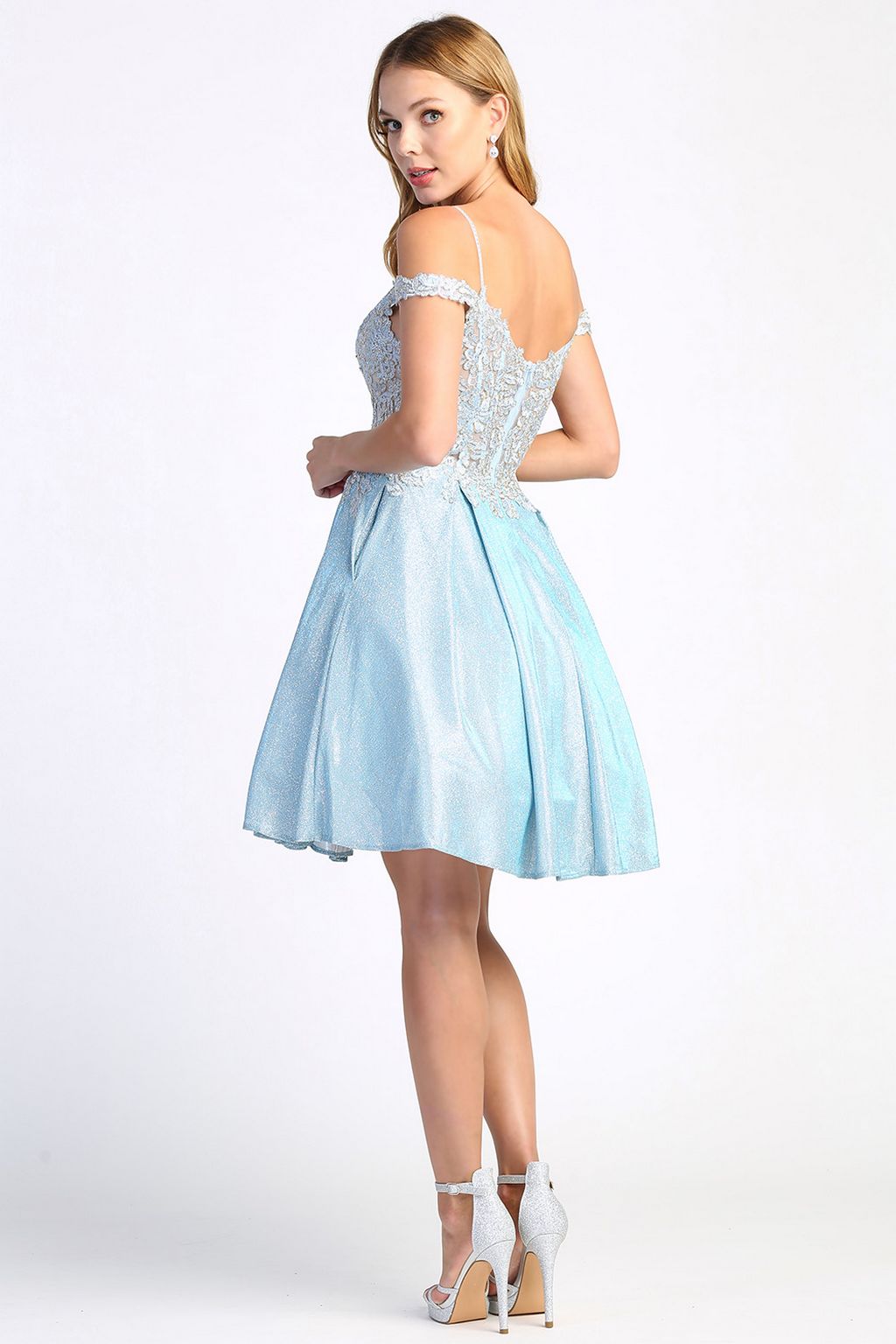 Adora 1010 Short Metallic Homecoming Glitter Cocktail Dress