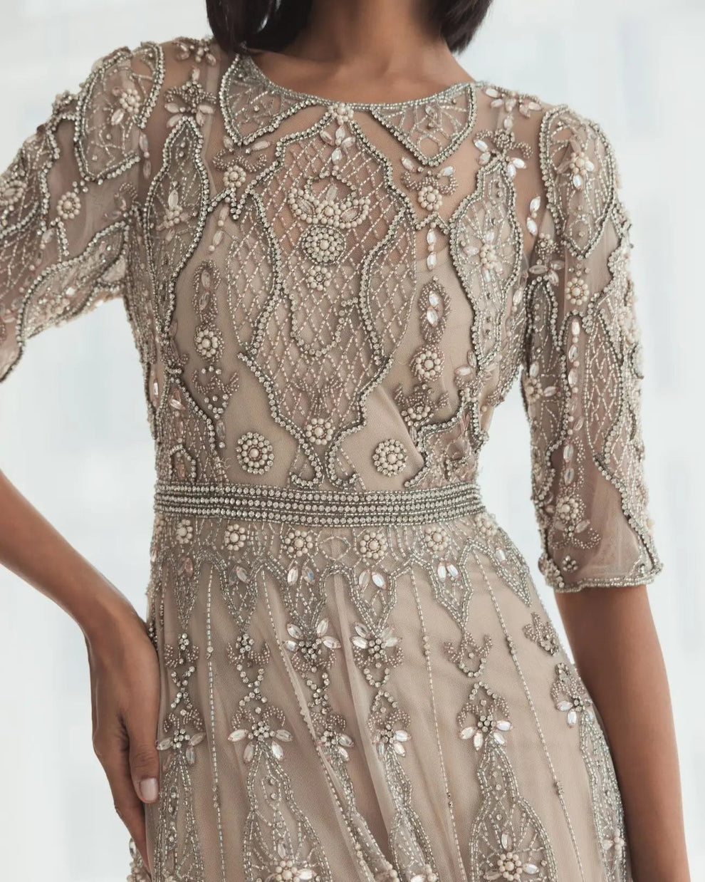 Mac Duggal 10115 Long Formal Mother of the Bride Beaded Dress