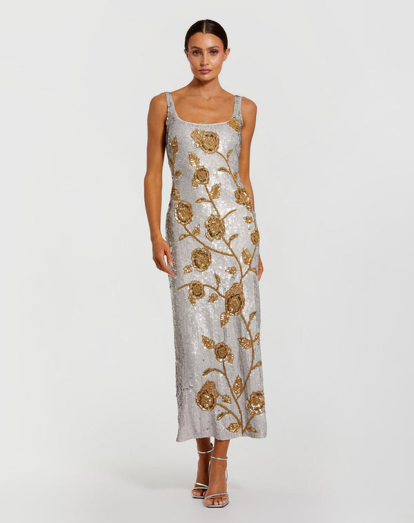 Short Sequin Floral Cocktail Dress Fitted Mac Duggal 10119