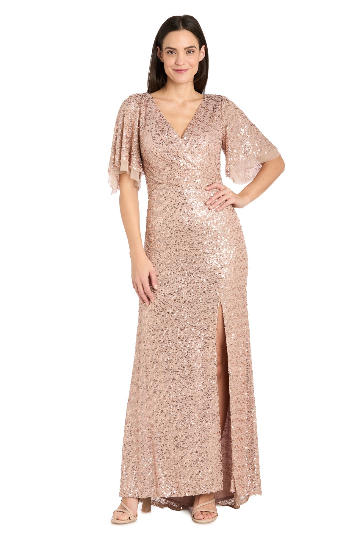 Prom Dresses Sequin Formal Long Prom Dress Rose Gold