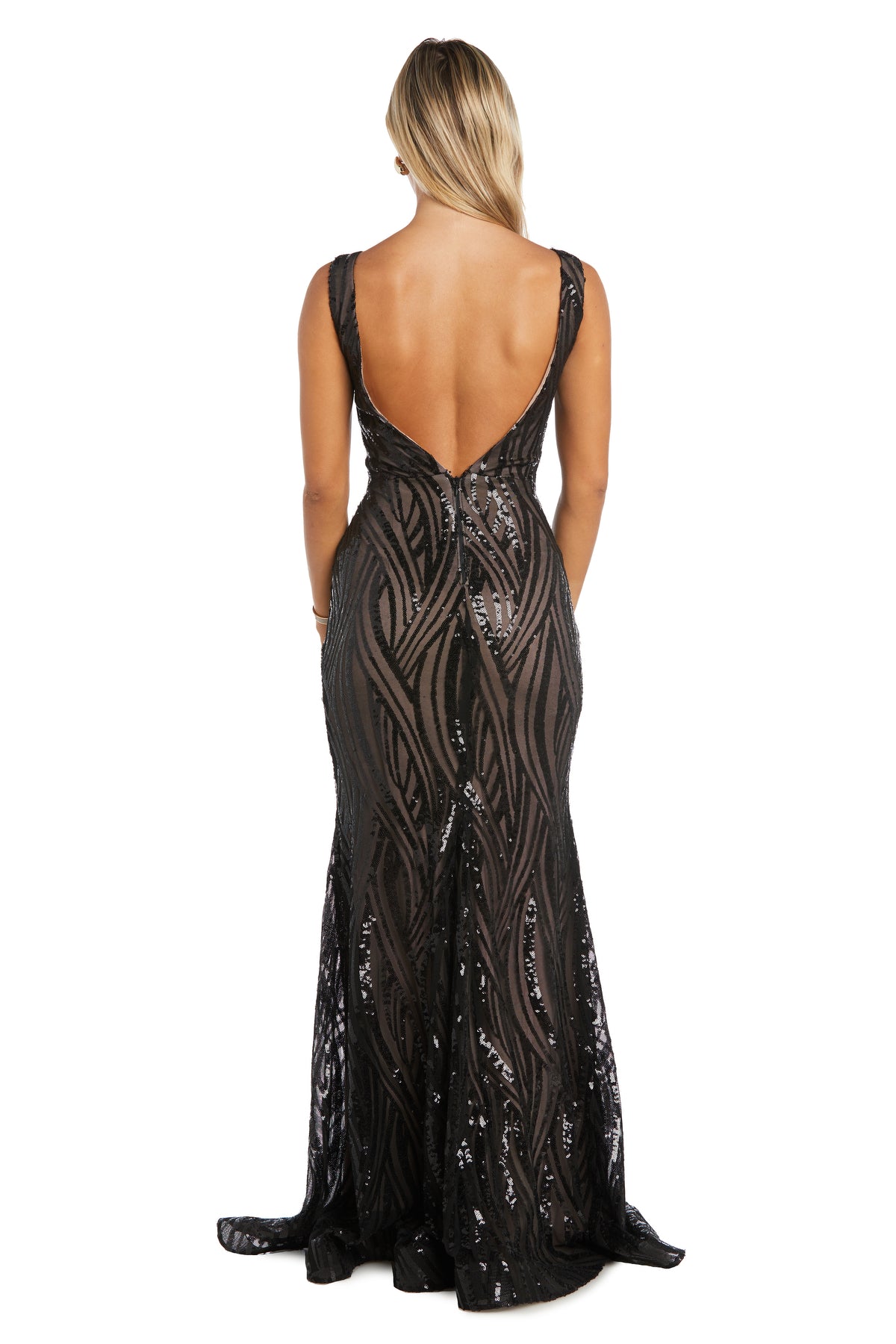 Formal Dresses Long Formal Sequin Evening Dress Black/Nude