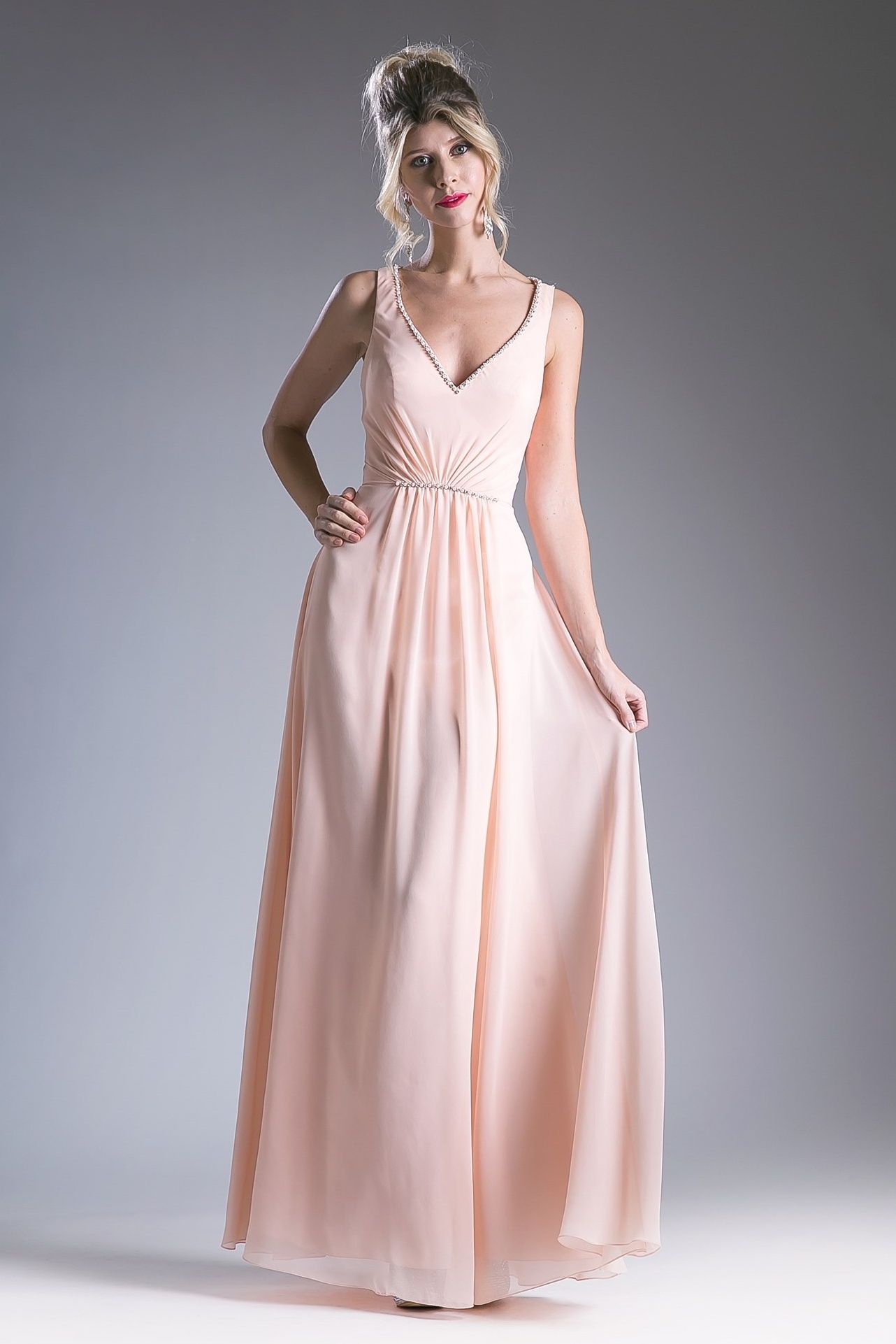 Prom Dresses Long Formal Beaded A Line Evening Dress Pink