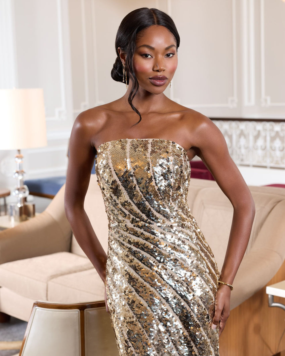 Prom Dresses Long Formal Sequin Prom Dress Gold