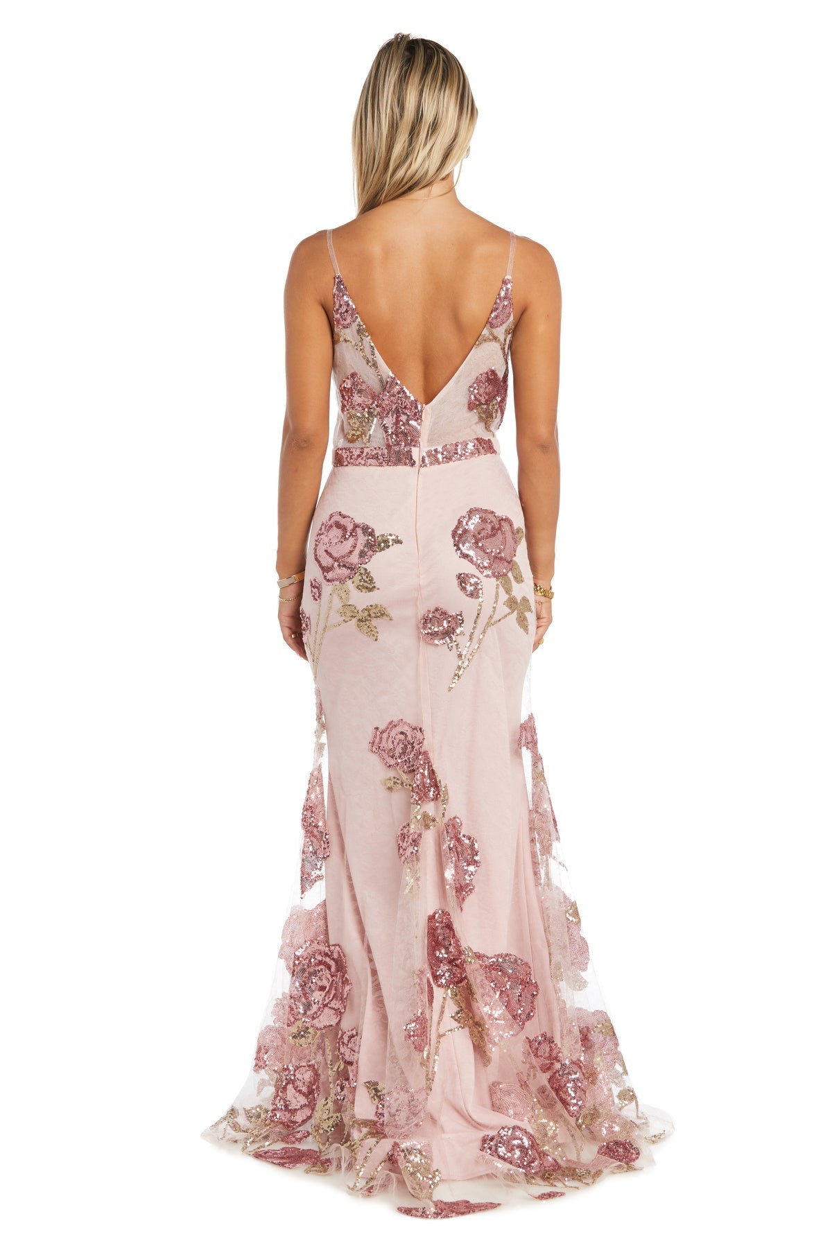 Prom Dresses Long Formal Floral Sequin Prom Dress Pink
