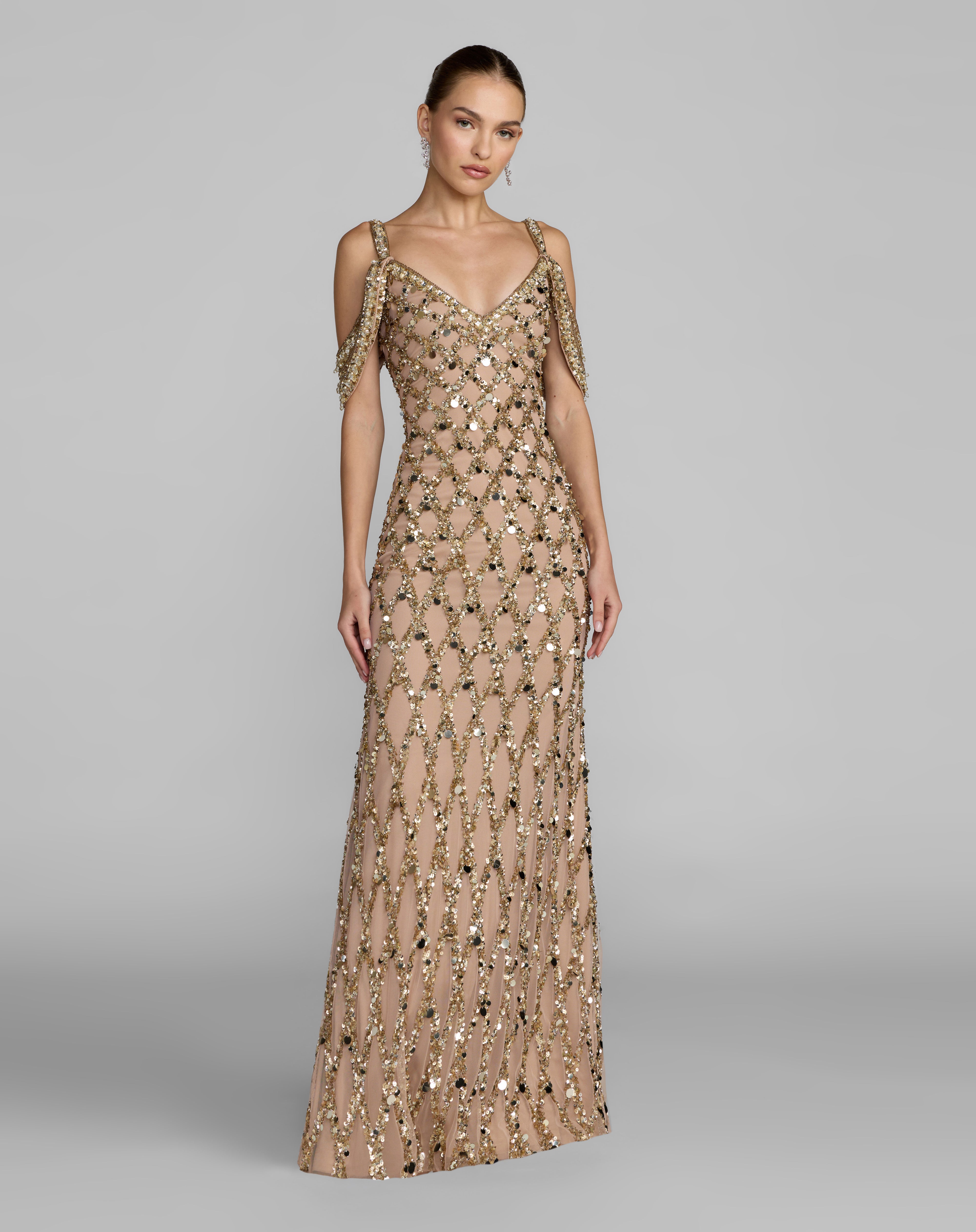 V-Neck Floor-Length Sequin Formal  Mermaid Mac Duggal 10139