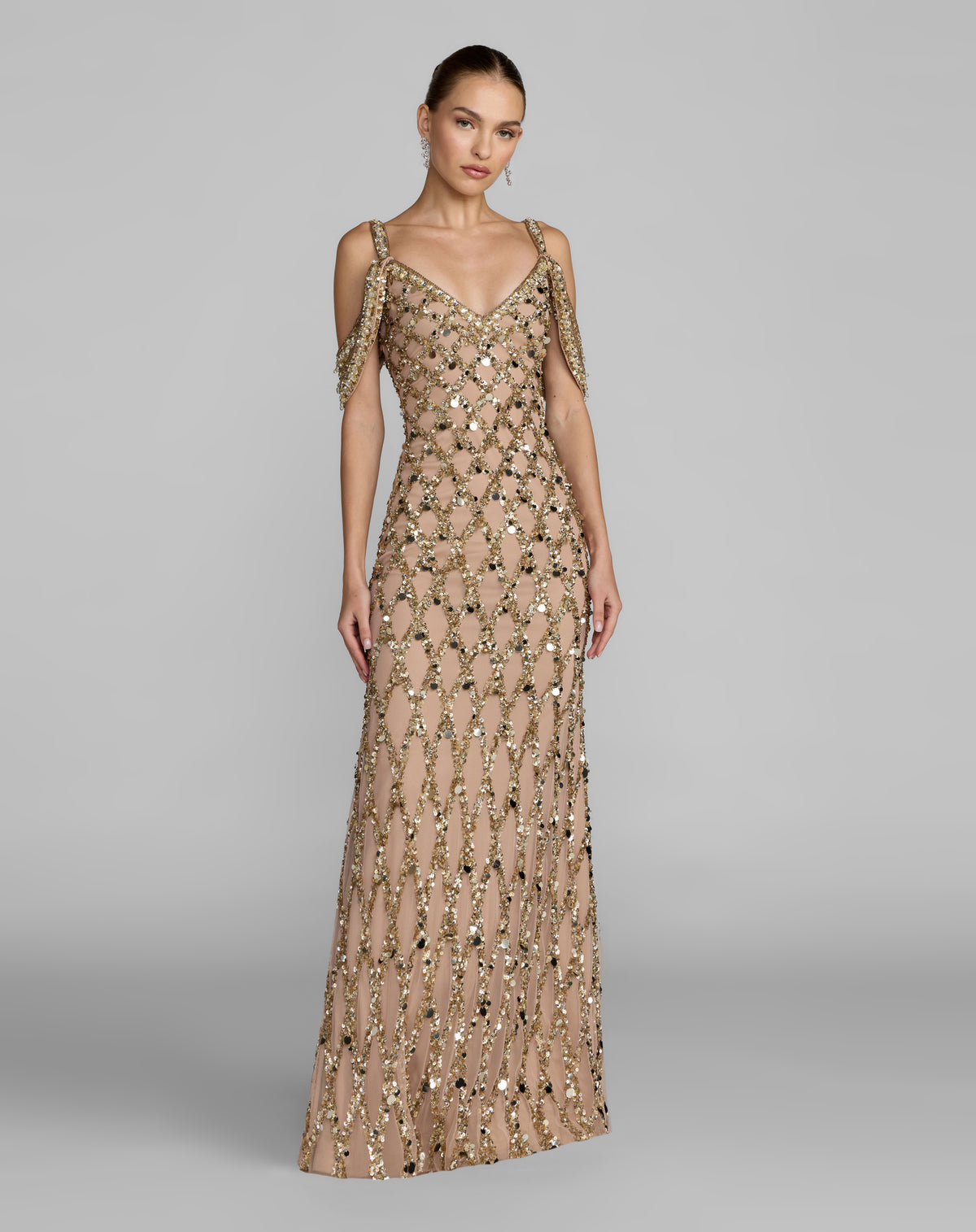 V-Neck Floor-Length Sequin Formal  Mermaid Mac Duggal 10139