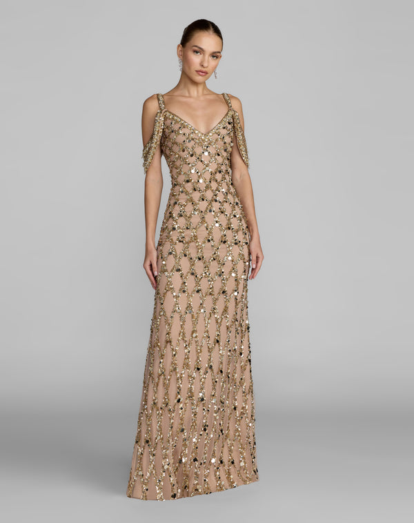 V-Neck Floor-Length Sequin Formal  Mermaid Mac Duggal 10139