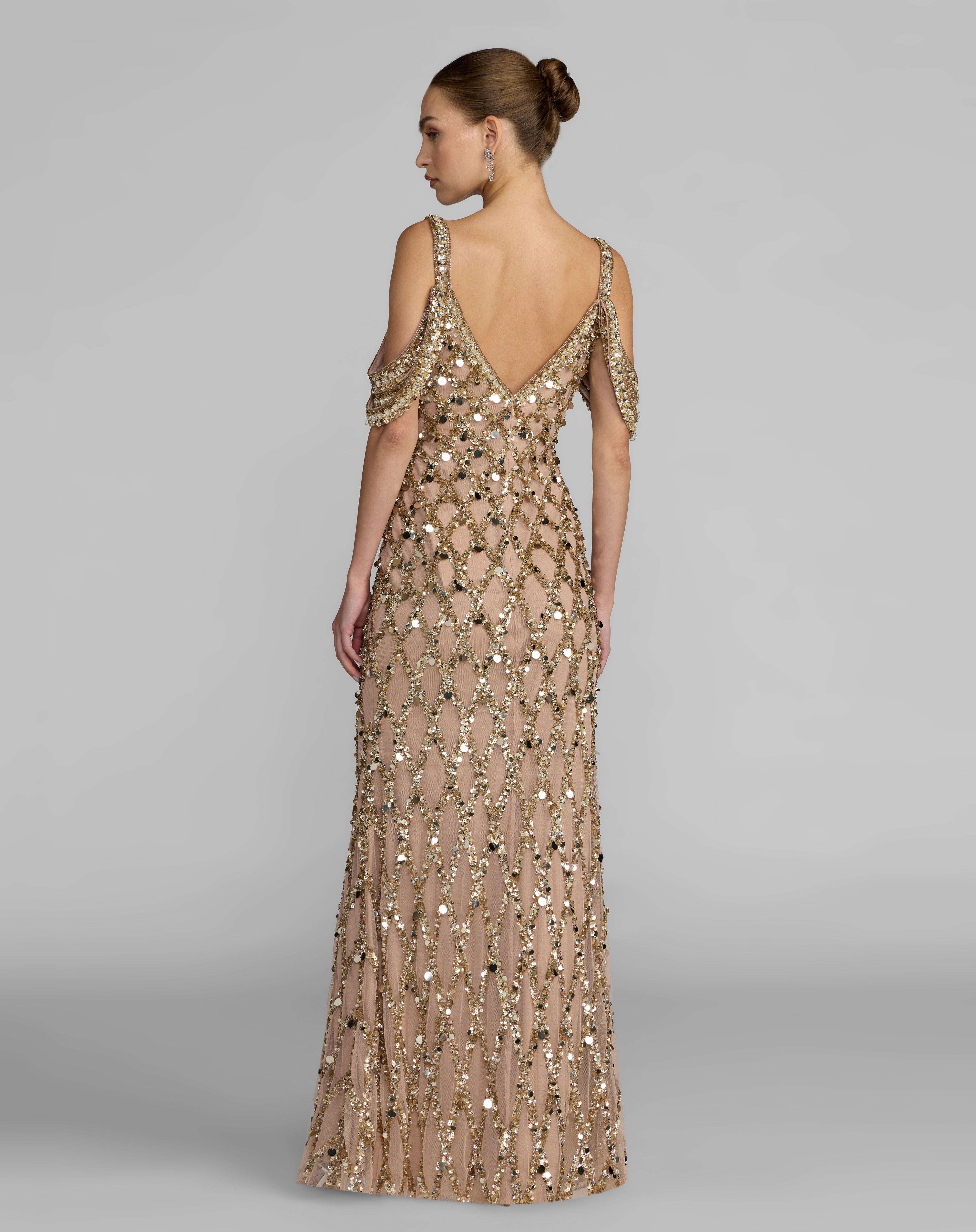 V-Neck Floor-Length Sequin Formal  Mermaid Mac Duggal 10139