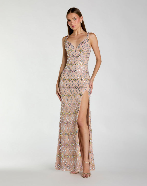 Long Evening Fitted Prom Dress Sequin Formal Mac Duggal 10155