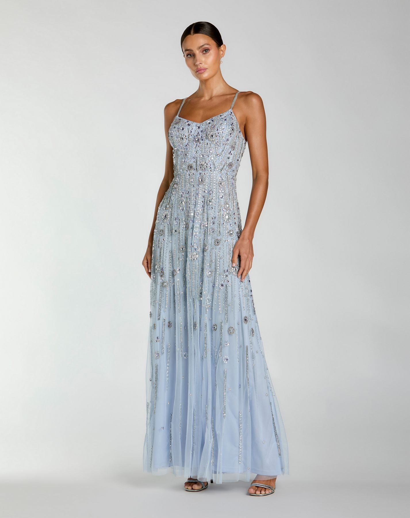 Long Beaded Fitted Formal Dress - Prom A Line - Mac Duggal 10157  The Dress  Outlet