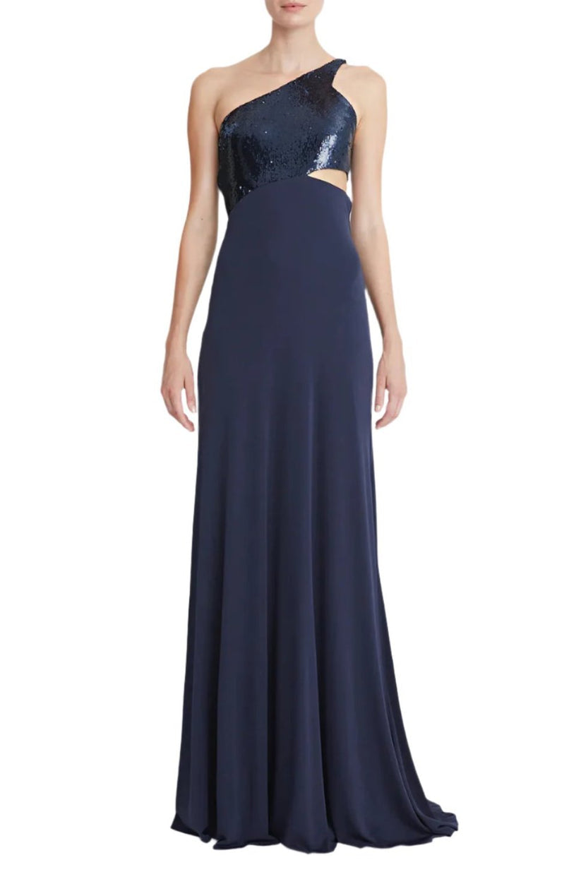Halston 1017192 Long Formal A Line Sequin Prom Dress