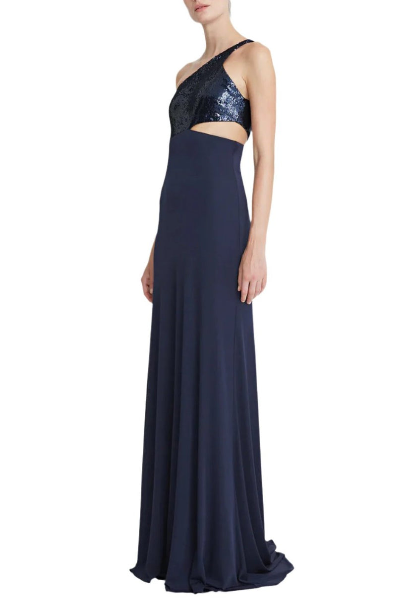 Halston 1017192 Long Formal A Line Sequin Prom Dress
