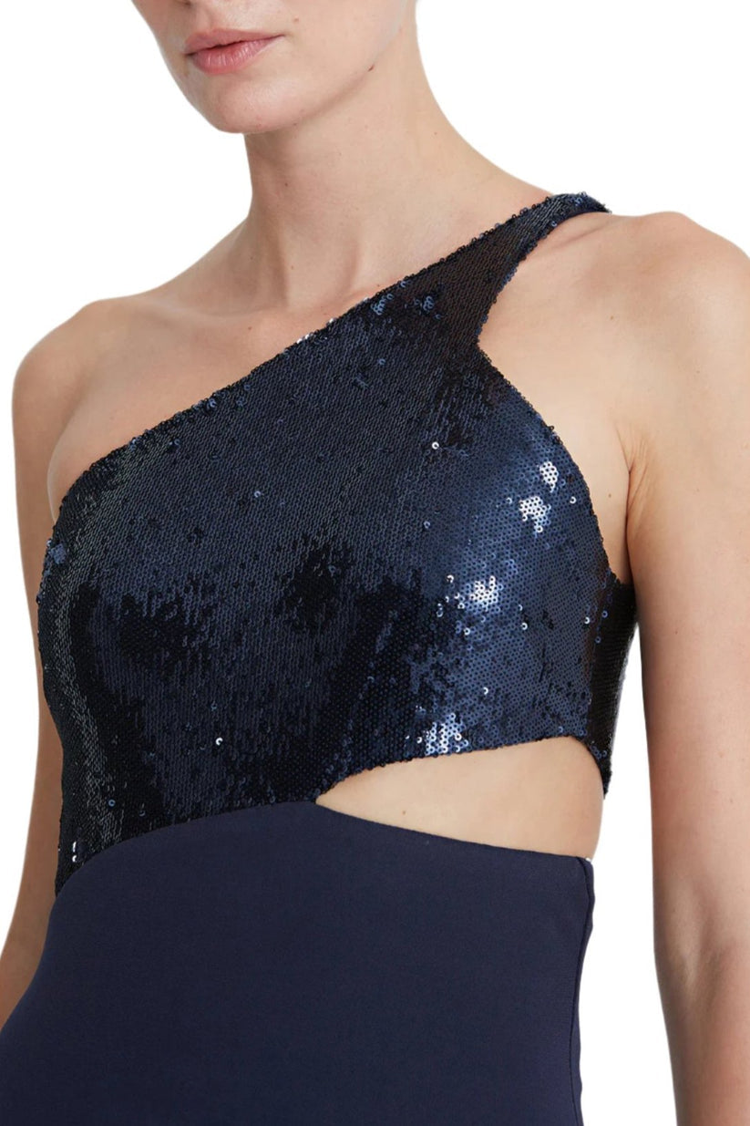 Halston 1017192 Long Formal A Line Sequin Prom Dress