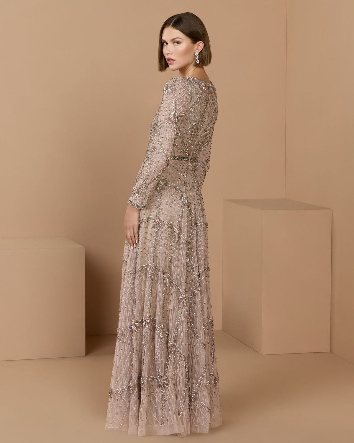 Crew/High-Neck Floor-Length Tulle Occasion A-Line Mac Duggal 10173