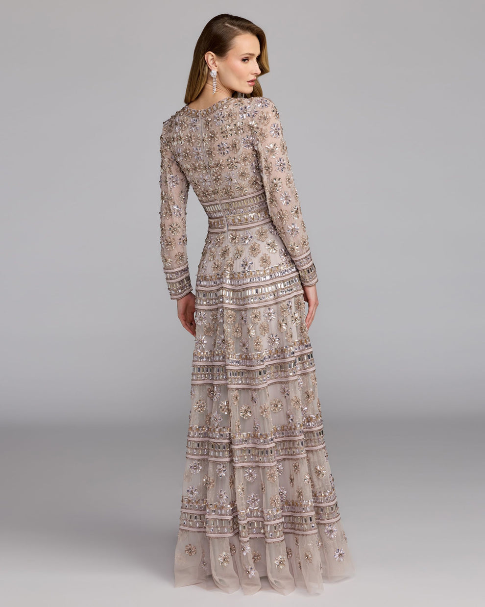 Crew/High-Neck Floor-Length Tulle Occasion A-Line Mac Duggal 10174