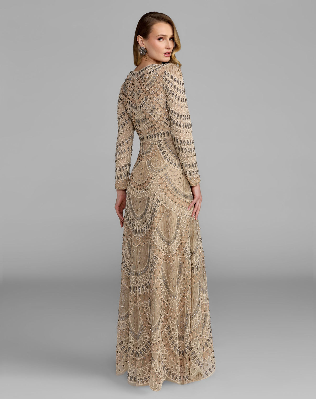 Crew/High-Neck Floor-Length Mesh Formal A-Line Mac Duggal 10175