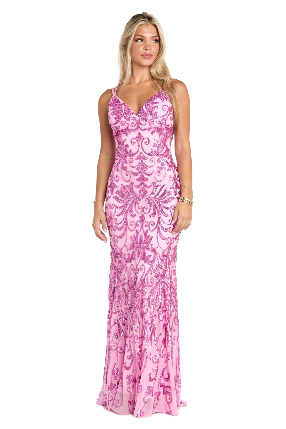 Morgan & Co 10202 Prom Fitted Long Formal Sequin Dress