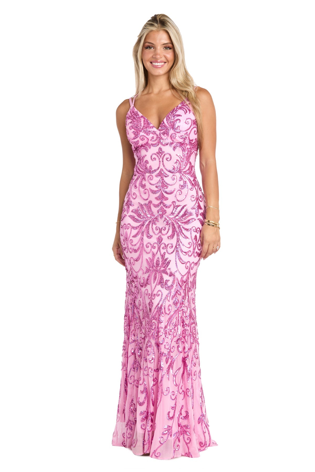 Morgan & Co 10202 Prom Fitted Long Formal Sequin Dress