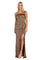 Prom Dresses Long Formal Fitted Slit Sequin Prom Dress Mocha