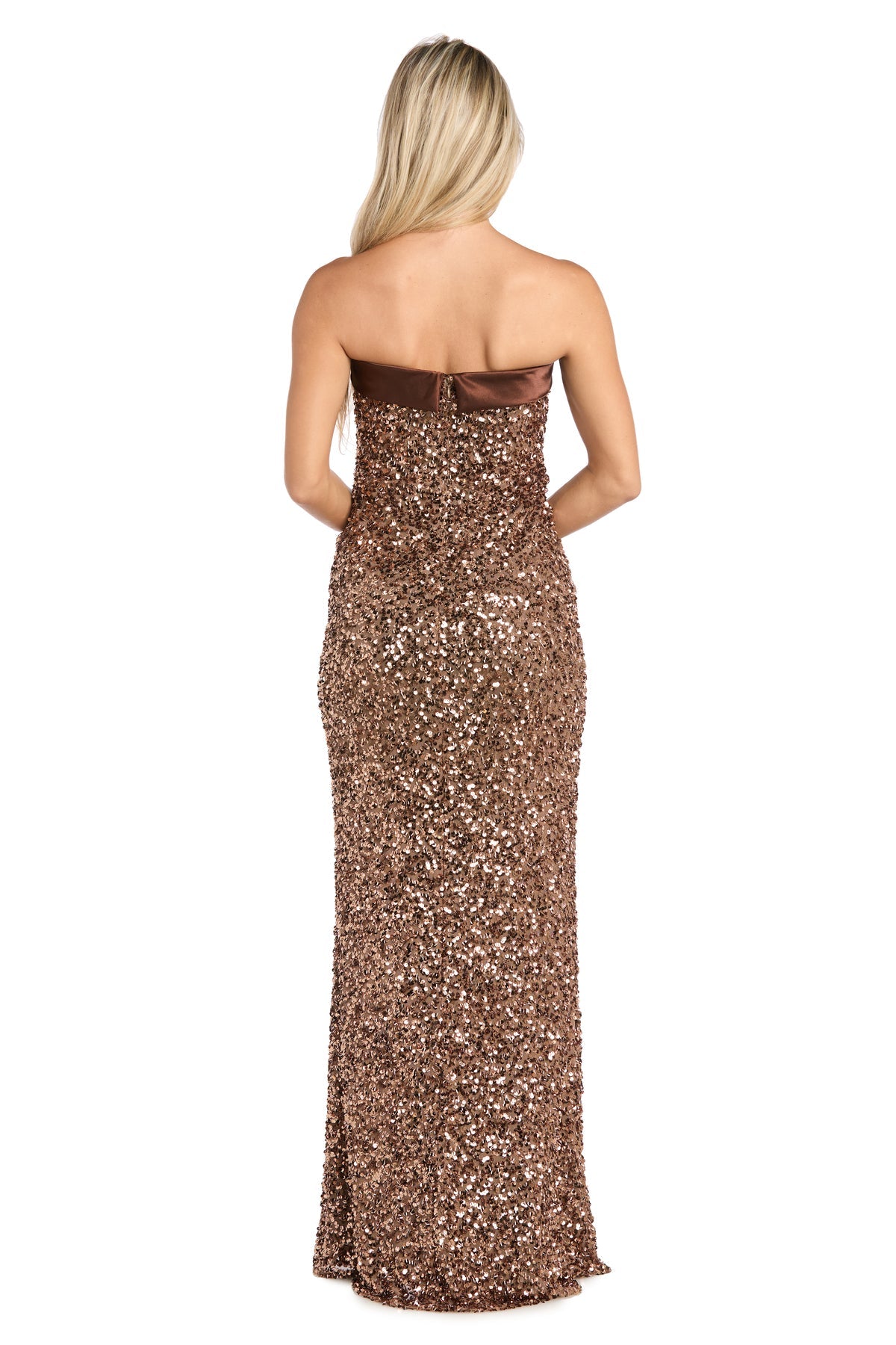 Morgan & Co 10214 Long Formal Fitted Slit Sequin Prom Dress