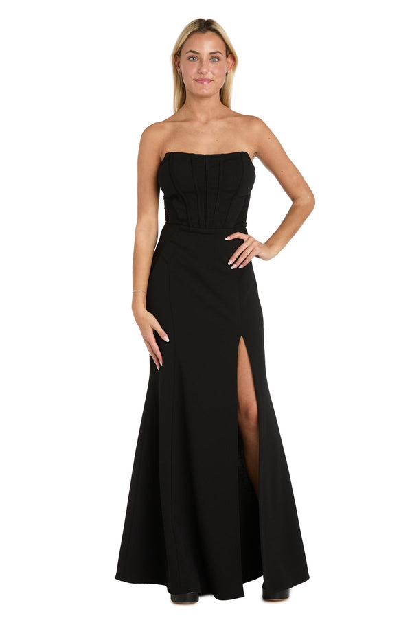 Morgan & Co 10217 Long Formal Fitted Slit Prom Dress