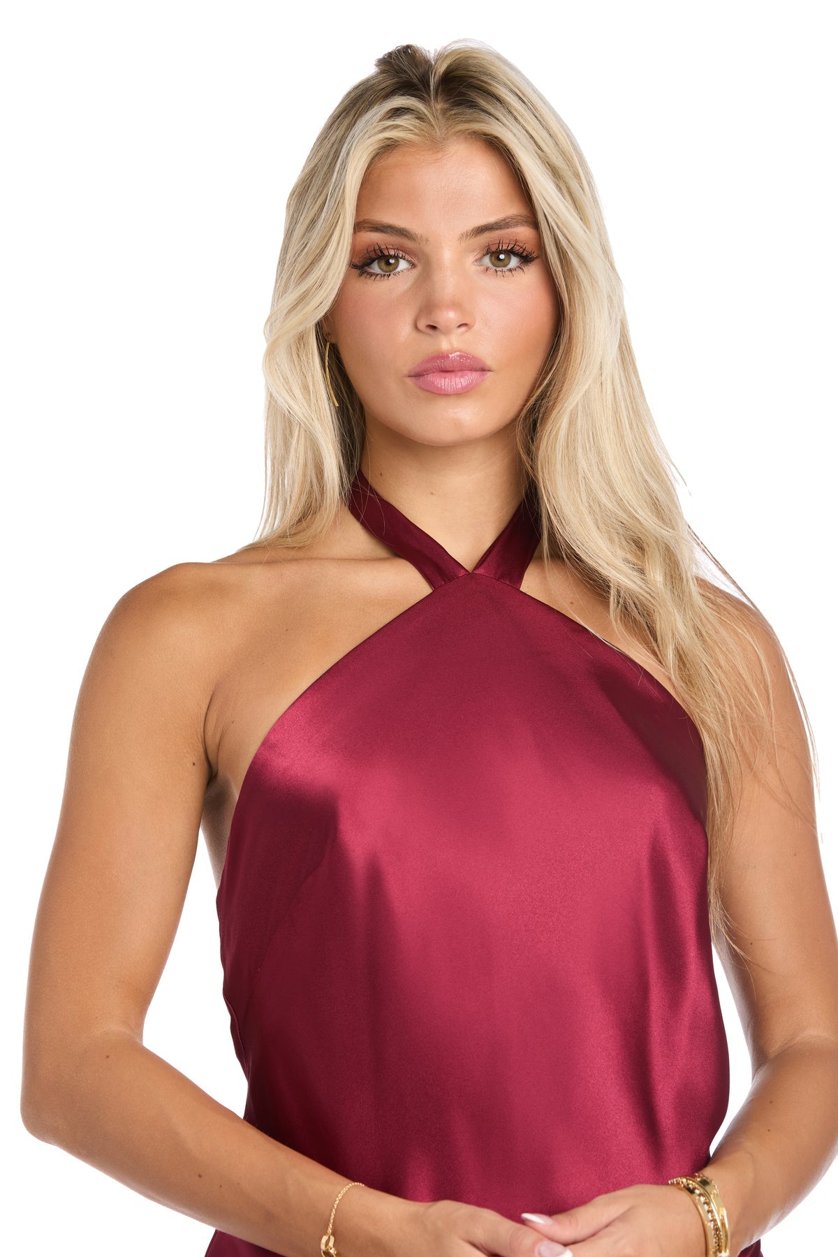 Formal Dresses Fitted Long Formal Ruffle Slit Evening Dress Wine