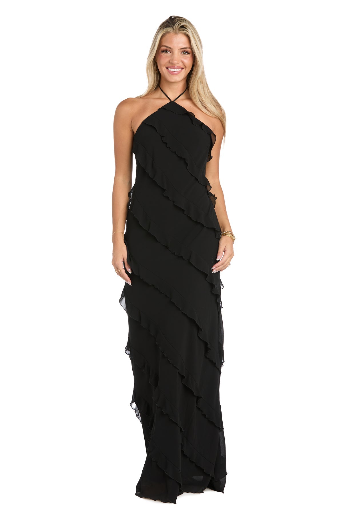 Morgan & Co 10228 Long Formal Ruffle Prom Dress