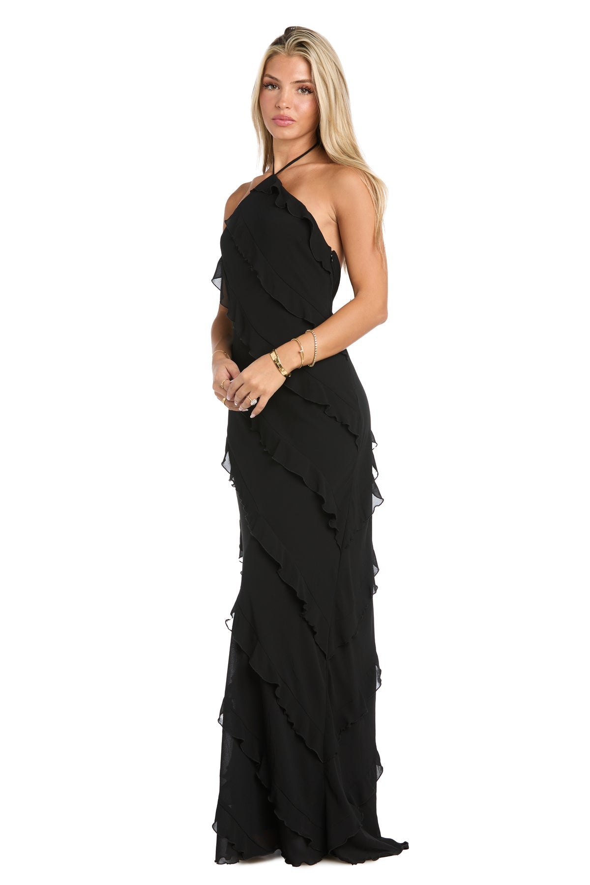 Morgan & Co 10228 Long Formal Ruffle Prom Dress