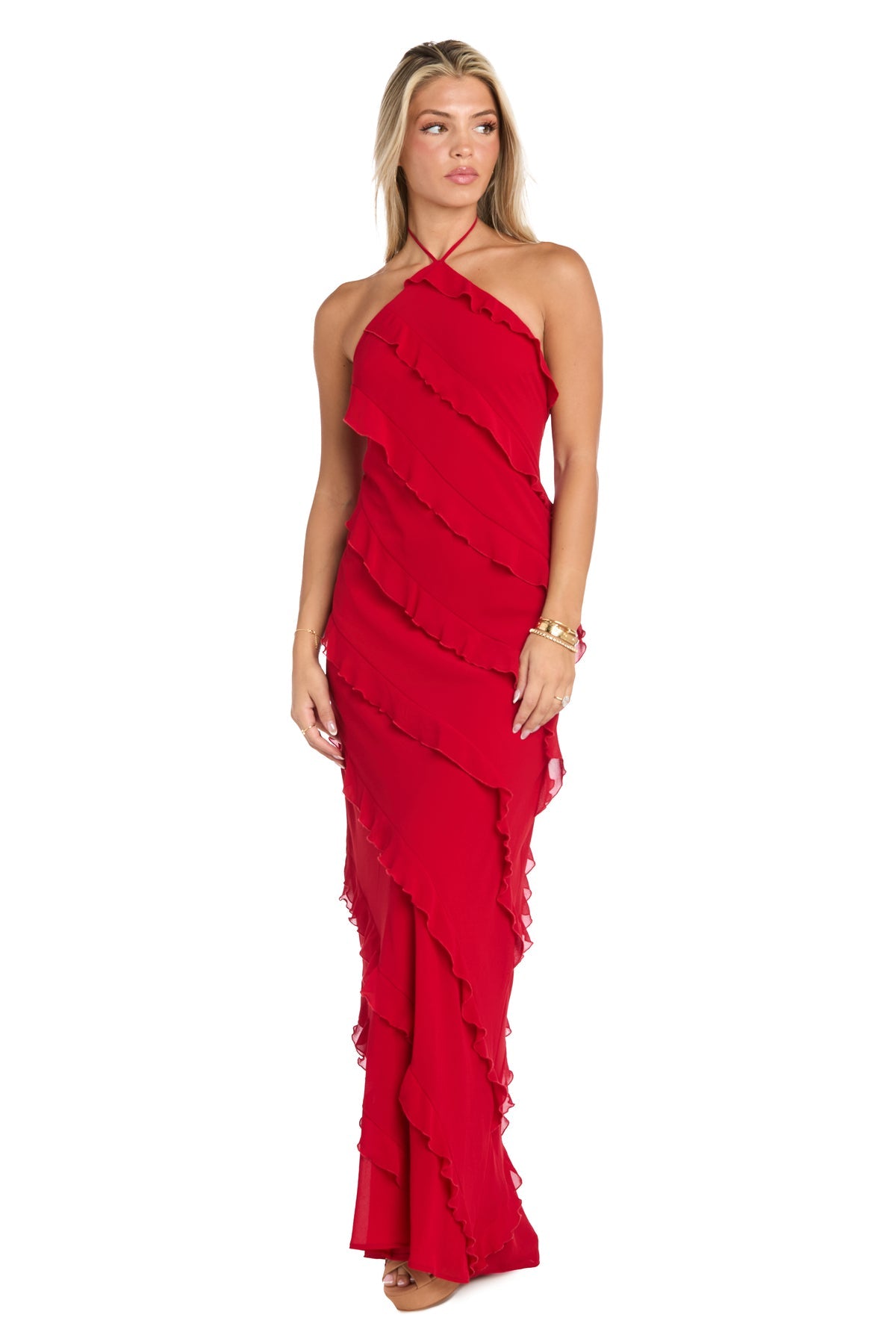 Morgan & Co 10228 Long Formal Ruffle Prom Dress