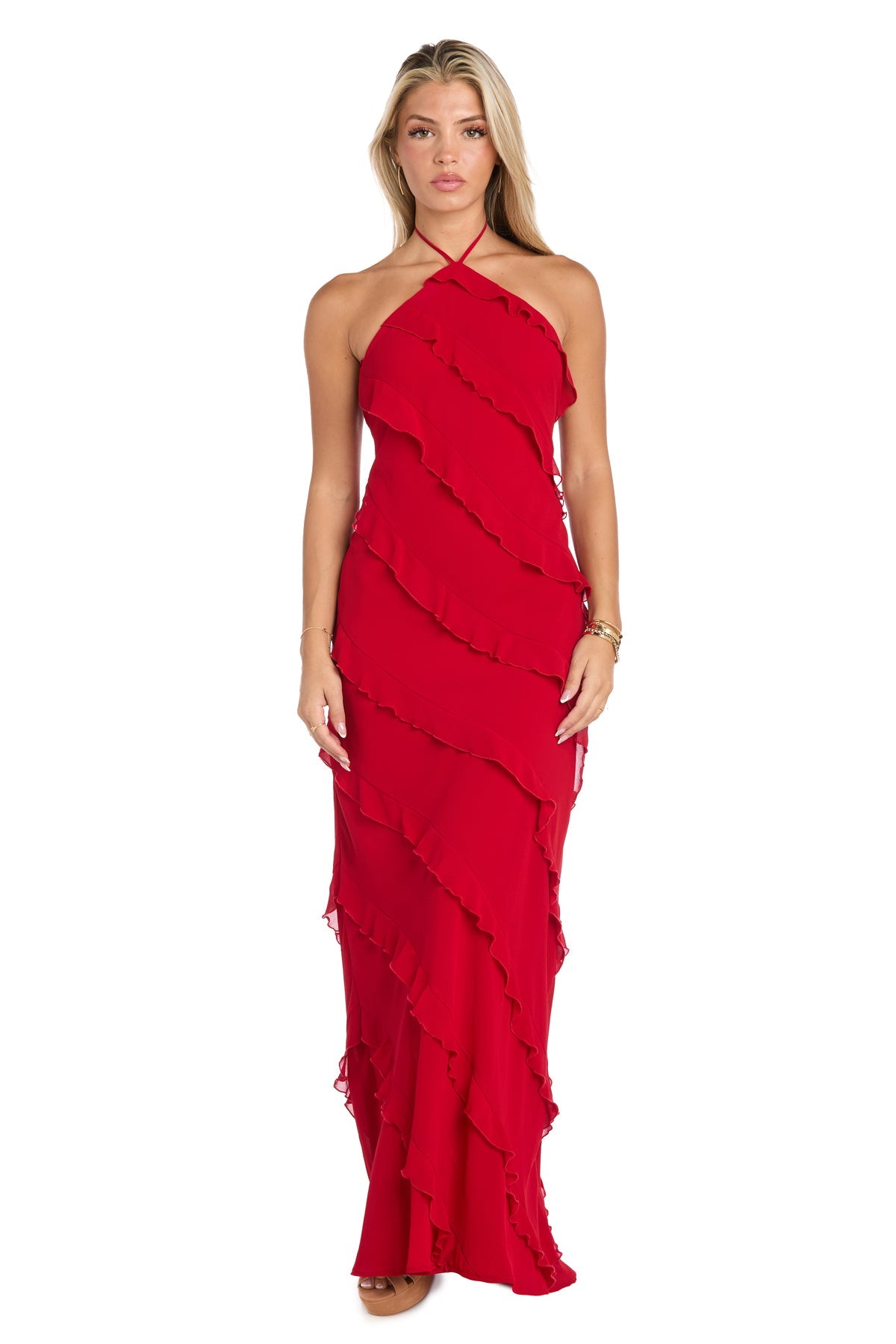 Morgan & Co 10228 Long Formal Ruffle Prom Dress