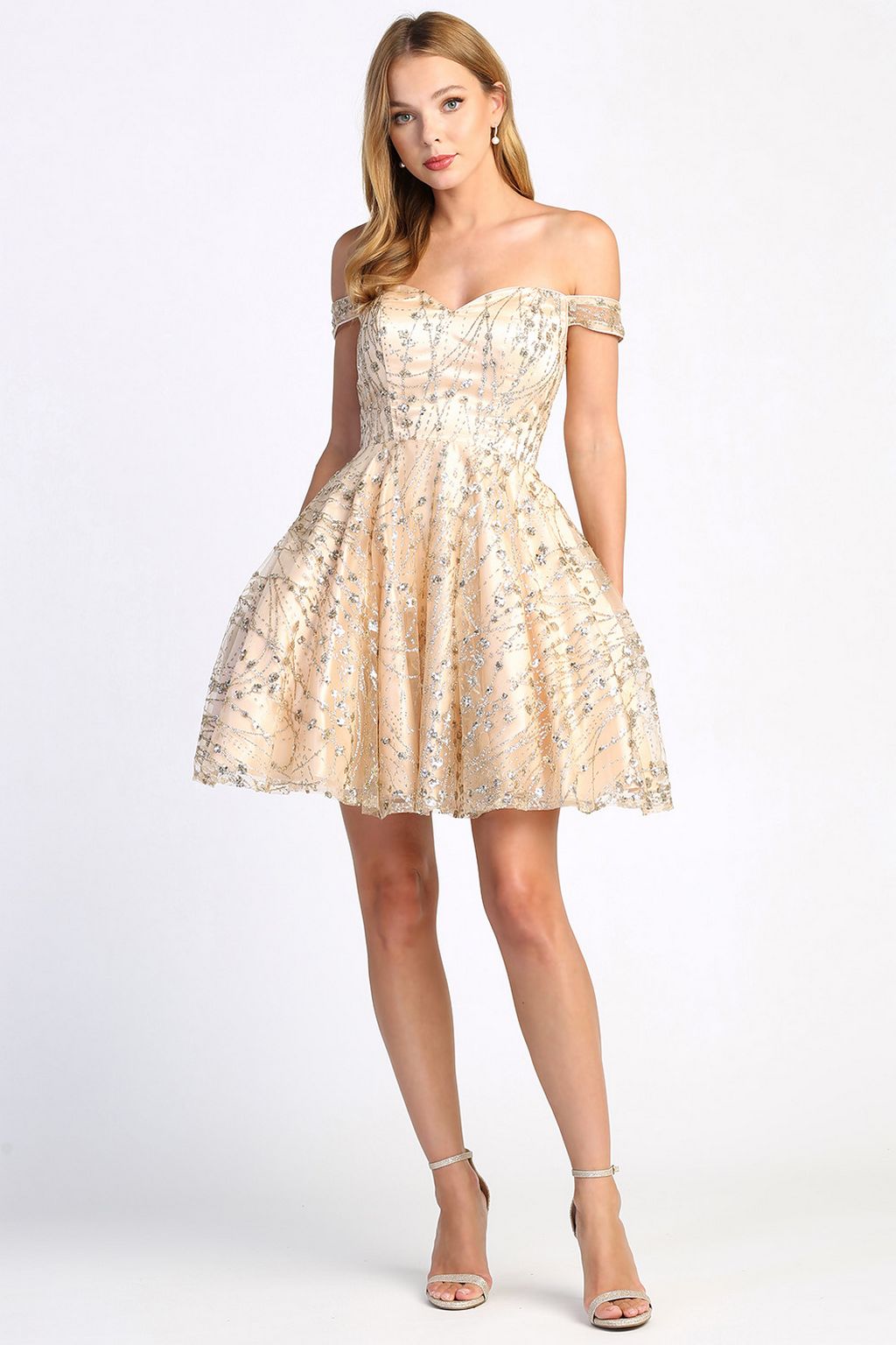 Adora 1023 Short A Line Cocktail Homecoming Glitter Dress
