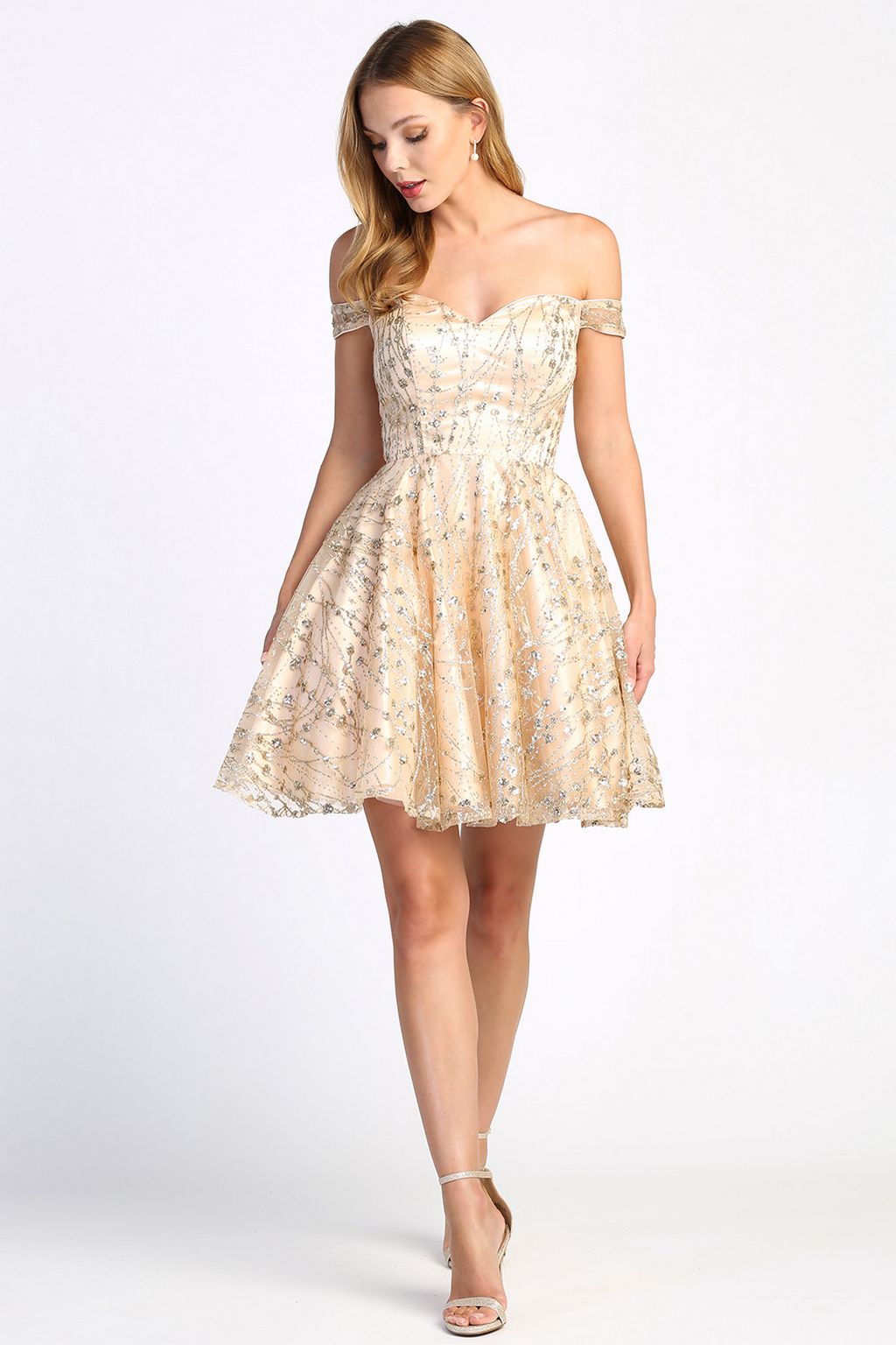 Adora 1023 Short A Line Cocktail Homecoming Glitter Dress