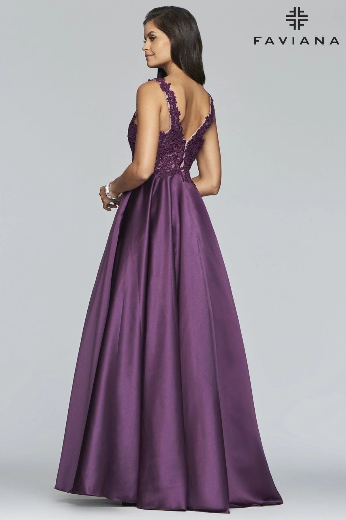 Faviana 10251 Long Ball Ball Gown Applique Prom Dress