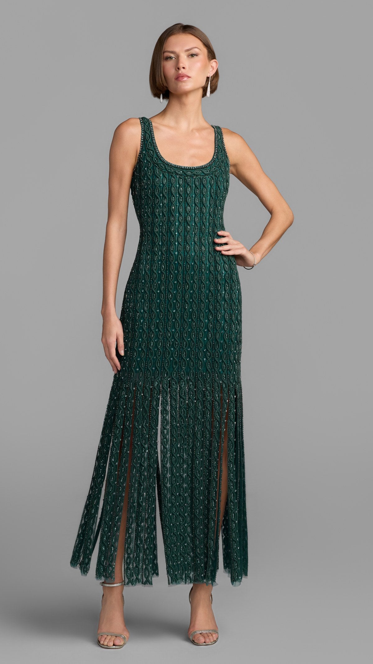 Mac Duggal style 10256 in Teal, front view